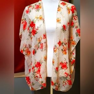 Wet Seal Floral One Size Sheer Floral Cardigan
